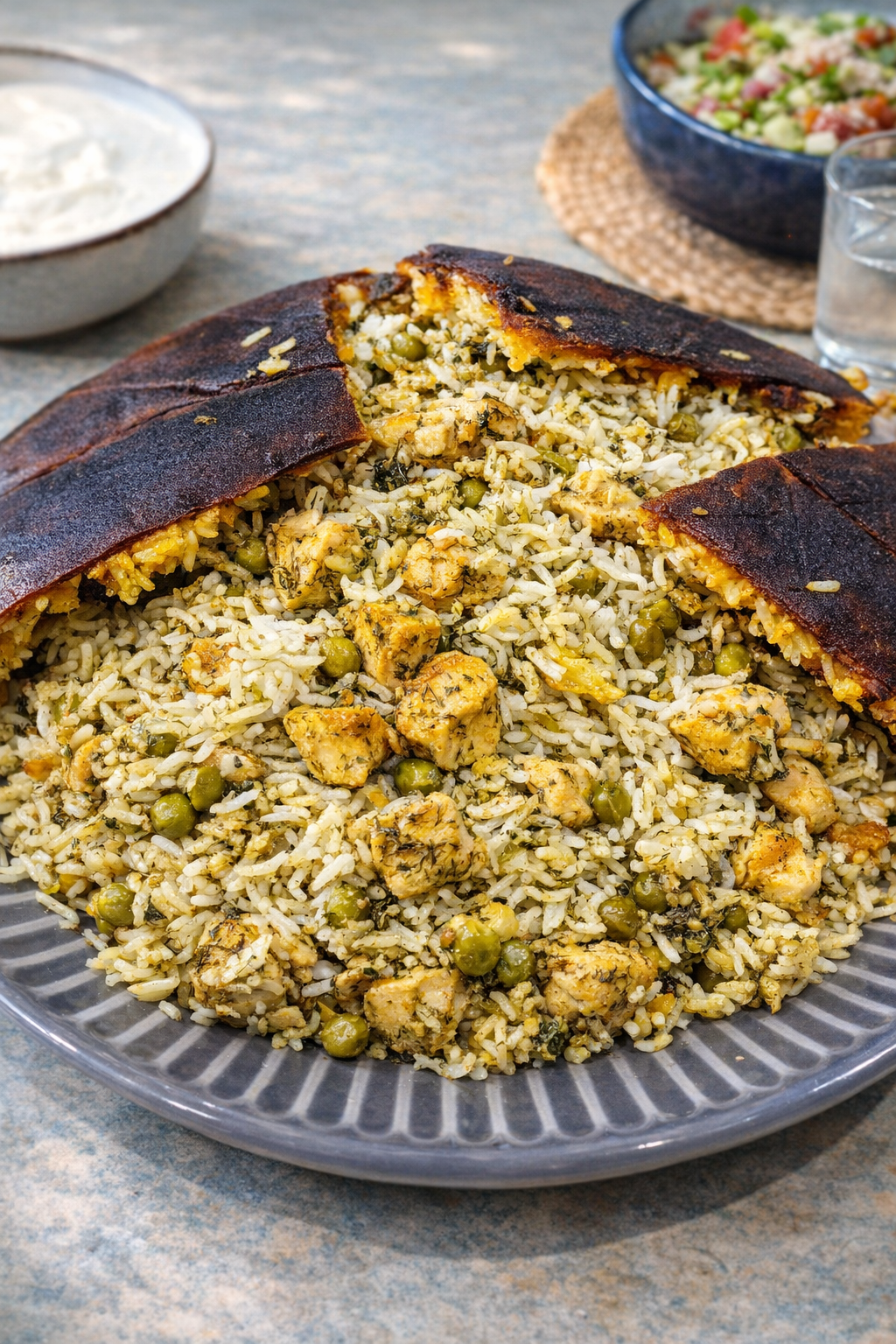 پلو نخودفرنگی با مرغ