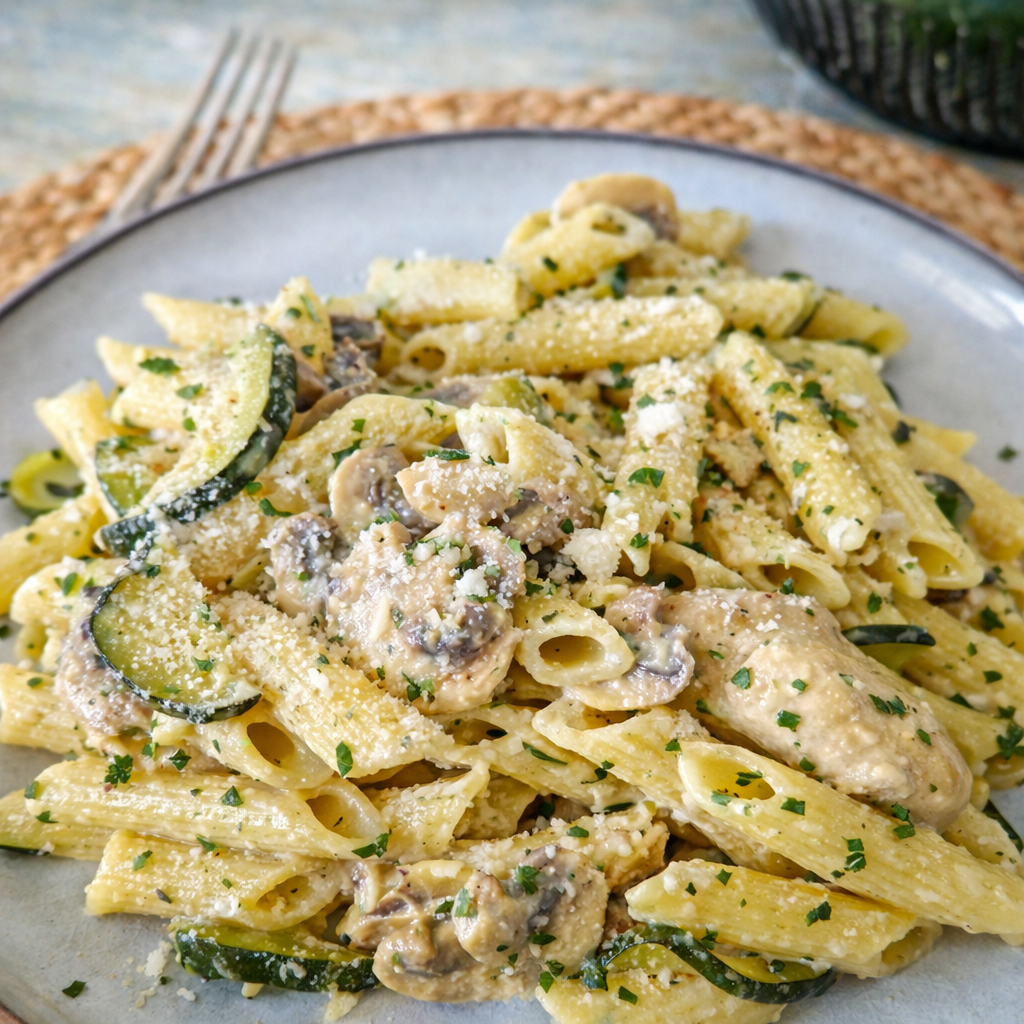 پاستا کدو سبز قارچ