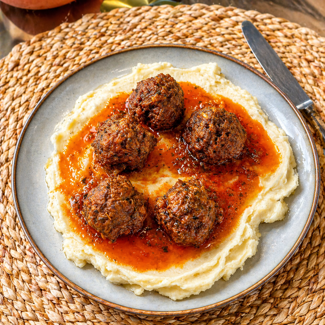 Meatballs with Mashed Potato